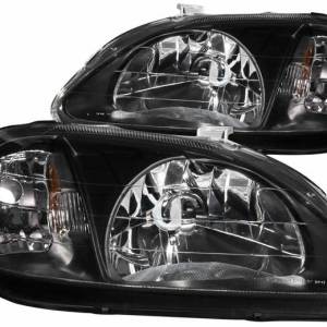 ANZO 99-00 CIVIC HEADLIGHTS CRYSTAL BLACK