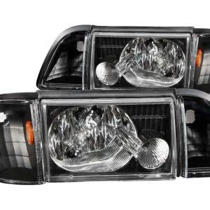 ANZO 87-93 MUSTANG HEADLIGHTS CRYSTAL W/CORNER&INNER CORNERS BLACK DRIVE/PASS