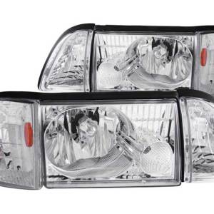 ANZO 87-93 MUSTANG HEADLIGHTS CRYSTAL W/CORNER&INNER CORNERS CHROME