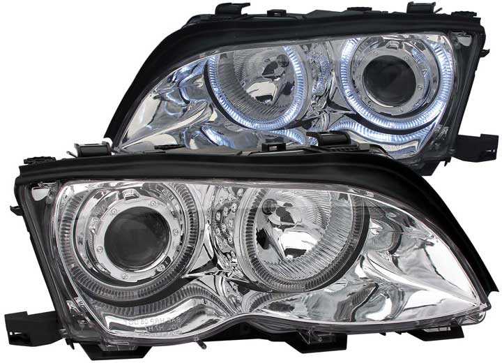 ANZO 02-05 BMW 3 SERIES E46 4DR HEADLIGHTS CHROME CLEAR PROJECTOR WITH HALOS