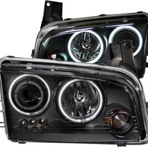 ANZO 06-10 CHARGER HEADLIGHTS BLACK CLEAR PROJECTOR WITH HALOS DRIVER/PASSENGER