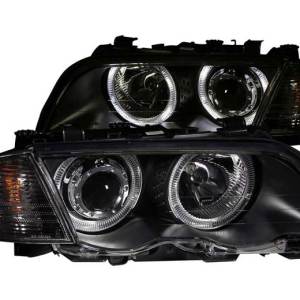ANZO 98-01 BMW 3 SERIES E46 PROJECTOR HALO BLACK CLEAR AMBER(CCFL)HEADLIGHTS DRIVE/PASS