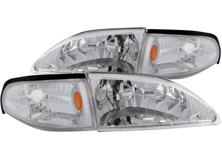 ANZO 94-98 MUSTANG CRYSTAL CLEAR W/AMBER REFLECTORS HEADLIGHTS