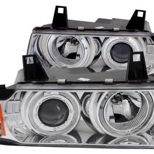 ANZO 92-98 BMW 3 SERIES/E36 2 PC PROJECTOR G2 HALO CHROME CLEAR AMBER HEADLIGHTS DRIVE/PASS