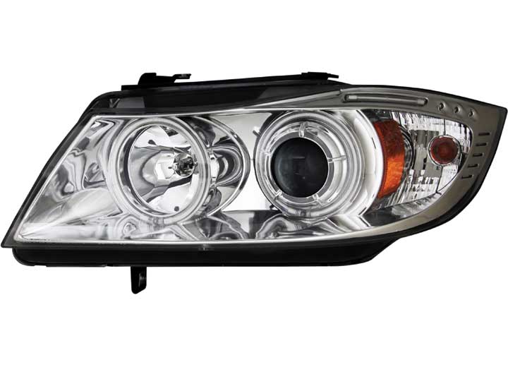 ANZO 06-08 BMW 3 SERIES E90-E91 PROJECTOR HALO W/LED BAR CHROME CLEAR W/AMBER(CCFL)DRIVE/PASS