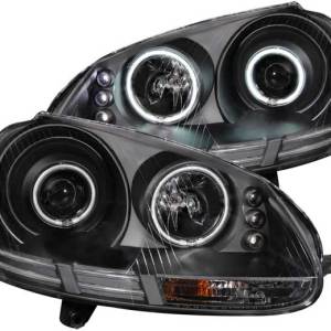 ANZO 05-09 VOLKSWAGEN JETTA/06-09 RABBIT/GOLF/GTI PROJECTOR HALO BLACK CLEAR W/CCFL H DRIVE/PASS