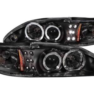 ANZO 94-98 MUSTANG 1 PC PROJECTOR G2 HALO BLACK CLEAR AMBER HEADLIGHTS (SET)