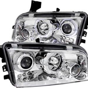 ANZO 06-10 CHARGER PROJECTOR HALO CHROME CLEAR HEADLIGHTS DRIVER/PASSENGER
