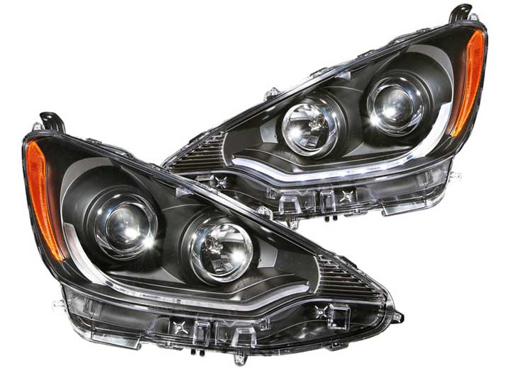ANZO 12-13 PRIUS C PROJECTOR HEADLIGHTS W/ PLANK STYLE DESIGN BLACK CLEAR