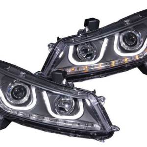 ANZO 08-12 ACCORD PROJECTOR HEADLIGHTS W/U-BAR BLACK CLEAR DRIVER/PASSENGER