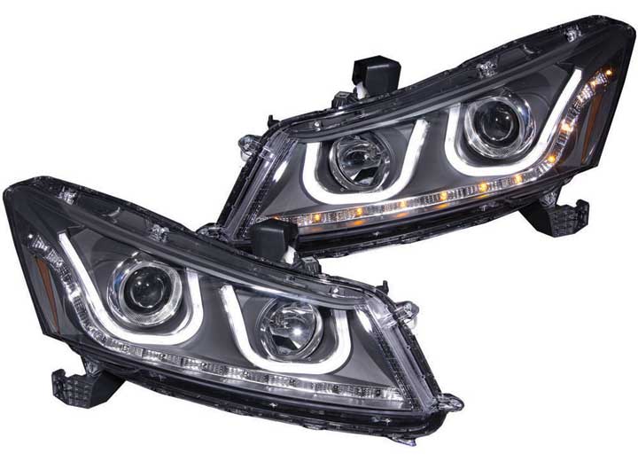 ANZO 08-12 ACCORD PROJECTOR HEADLIGHTS W/U-BAR BLACK CLEAR DRIVER/PASSENGER