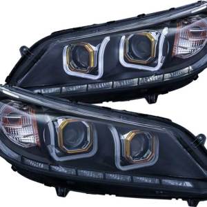 ANZO 13-14 ACCORD 4 DR HEADLIGHT PROJECTOR W/U-BAR BLACK CLEAR DRIVER/PASSENGER
