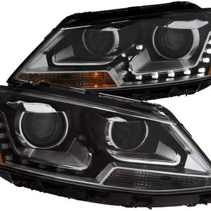 ANZO 11-13 JETTA PROJECTOR HEADLIGHTS W/ PLANK STYLE DESIGN BLACK CLEAR