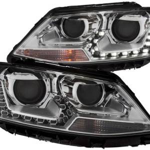 ANZO 11-13 JETTA PROJECTOR HEADLIGHTS W/ PLANK STYLE DESIGN CHROME CLEAR
