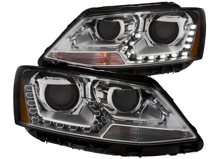 ANZO 11-13 JETTA PROJECTOR HEADLIGHTS W/ PLANK STYLE DESIGN CHROME CLEAR