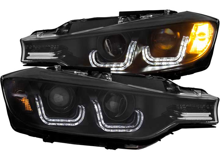 ANZO 12-15 BMW 3 SERIES F30 PROJECTOR HEADLIGHTS W/U-BAR BLACK CLEAR DRIVE/PASS