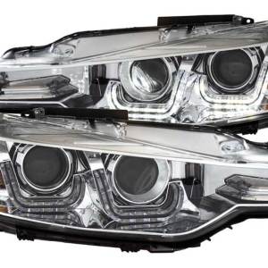 ANZO 12-15 BMW 3 SERIES F30 PROJECTOR HEADLIGHTS W/U-BAR CHROME CLEAR DRIVE/PASS