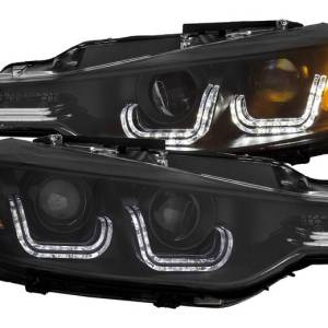 ANZO 12-15 BMW 3 SERIES F30 PROJECTOR HEADLIGHTS W/U-BAR BLACK CLEAR(HID COMPATIBLE)DRIVE/PASS