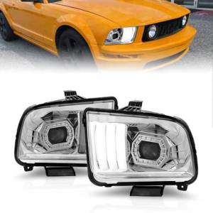 ANZO 05-09 MUSTANG PROJECTOR HEADLIGHTS W/LIGHT BAR CHROME HOUSING