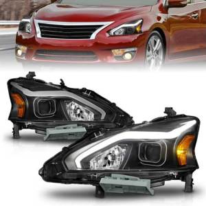 ANZO 13-15 ALTIMA 4DR PROJECTOR HEADLIGHTS W/ LIGHT BAR BLACK HOUSING