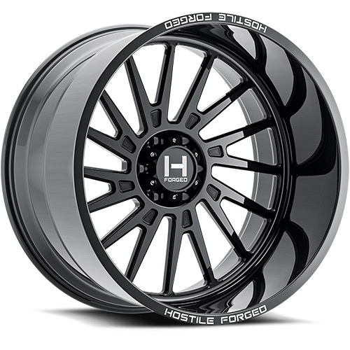 HOSTILE FORGED HF17 TRIDENT GLOSS BLACK 26x14 6-139.7 -76MM 106.1MM