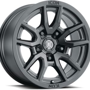 Icon Alloys Vector 5 17x8.5 Satin Black 5x150 25mm Offset 5.75in Backspacing