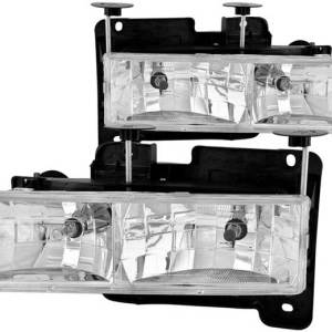ANZO 88-98 GM FS/92-94 BLAZER/JIMMY/92-99 SUBURBAN/YUKON CRYSTAL CHROME W/BULBS HEADLIGHT DRIV/PASS