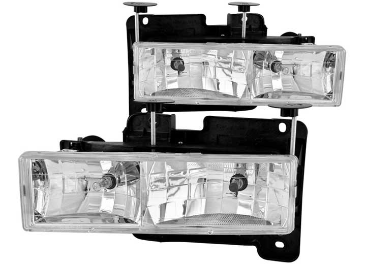 ANZO 88-98 GM FS/92-94 BLAZER/JIMMY/92-99 SUBURBAN/YUKON CRYSTAL CHROME W/BULBS HEADLIGHT DRIV/PASS