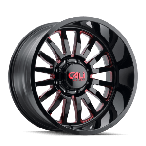 CALI OFF-ROAD SUMMIT 9110 GLOSS BLACK MILLED PRISM RED 20X10 6-135 -25MM 87.1MM