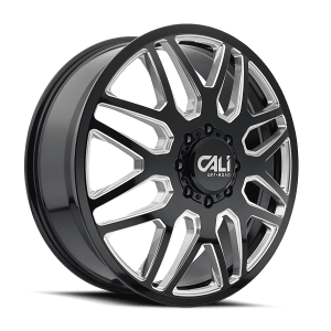 CALI OFF-ROAD-OFFROAD INVADER DUALLY 9115D GLOSS BLACK MILLED 24X8.25 8-210 -232MM 154.2MM
