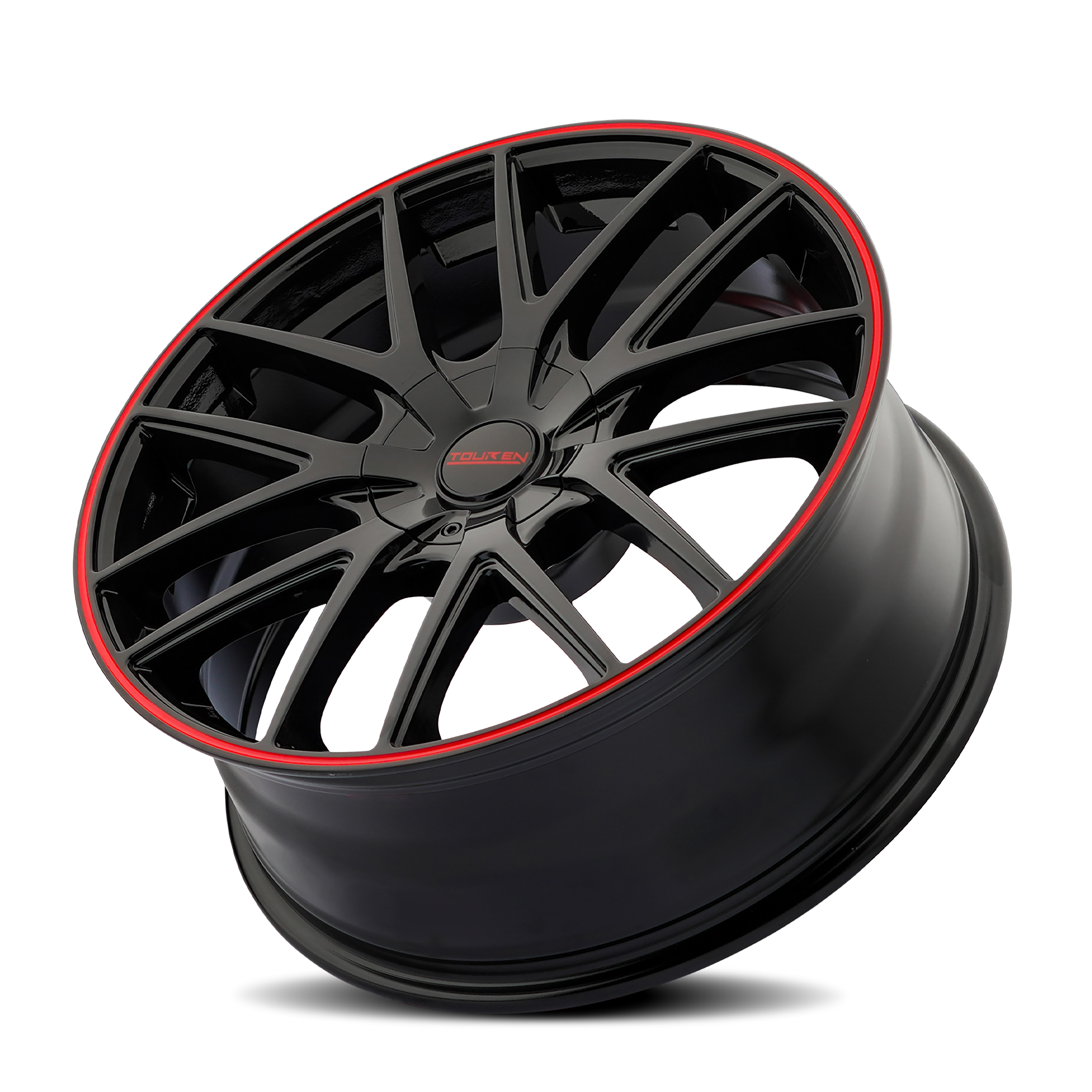 TOUREN TR60 3260 GLOSS BLACK WITH RED RING 16X7 5-100/5-114.3 42MM 72.62MM - Image 2