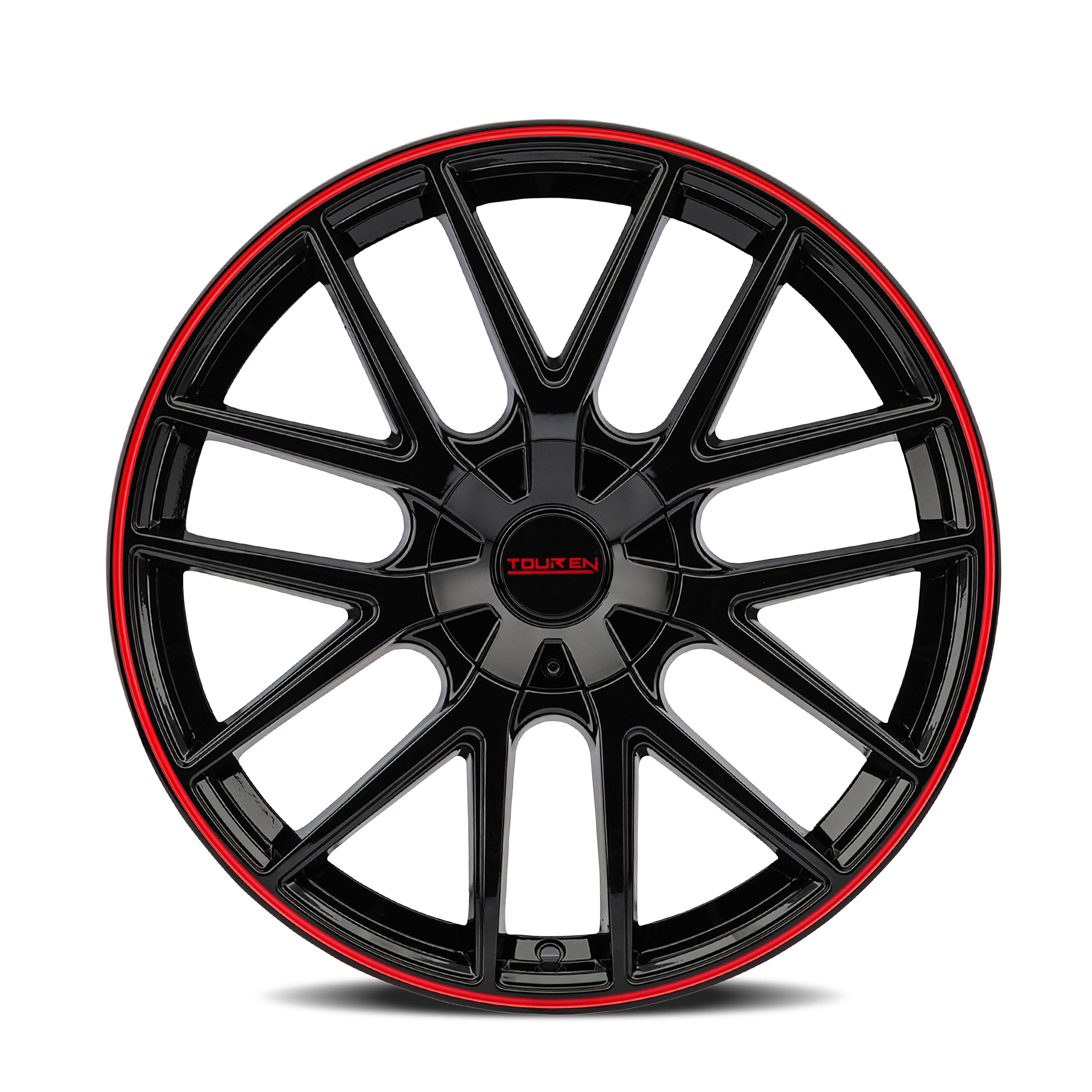TOUREN TR60 3260 GLOSS BLACK WITH RED RING 16X7 5-100/5-114.3 42MM 72.62MM - Image 3