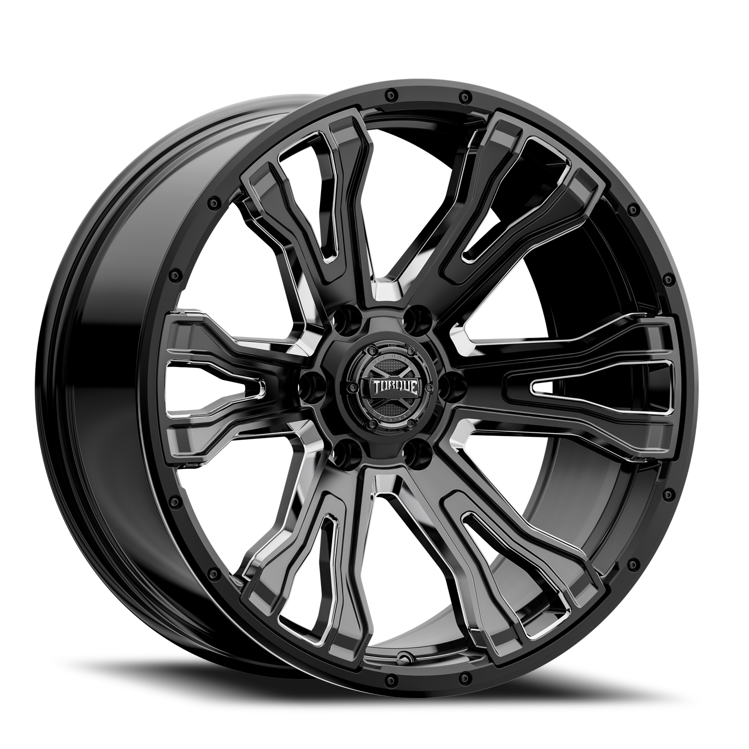 Torque Prime TW407C 20X9 6x135 -12 86.84 Gloss Black Milled Spoke
