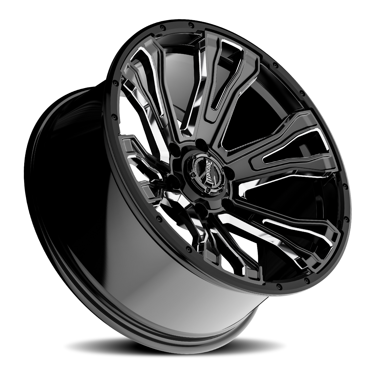 Torque Prime TW407C 20X9 6x135 -12 86.84 Gloss Black Milled Spoke - Image 2