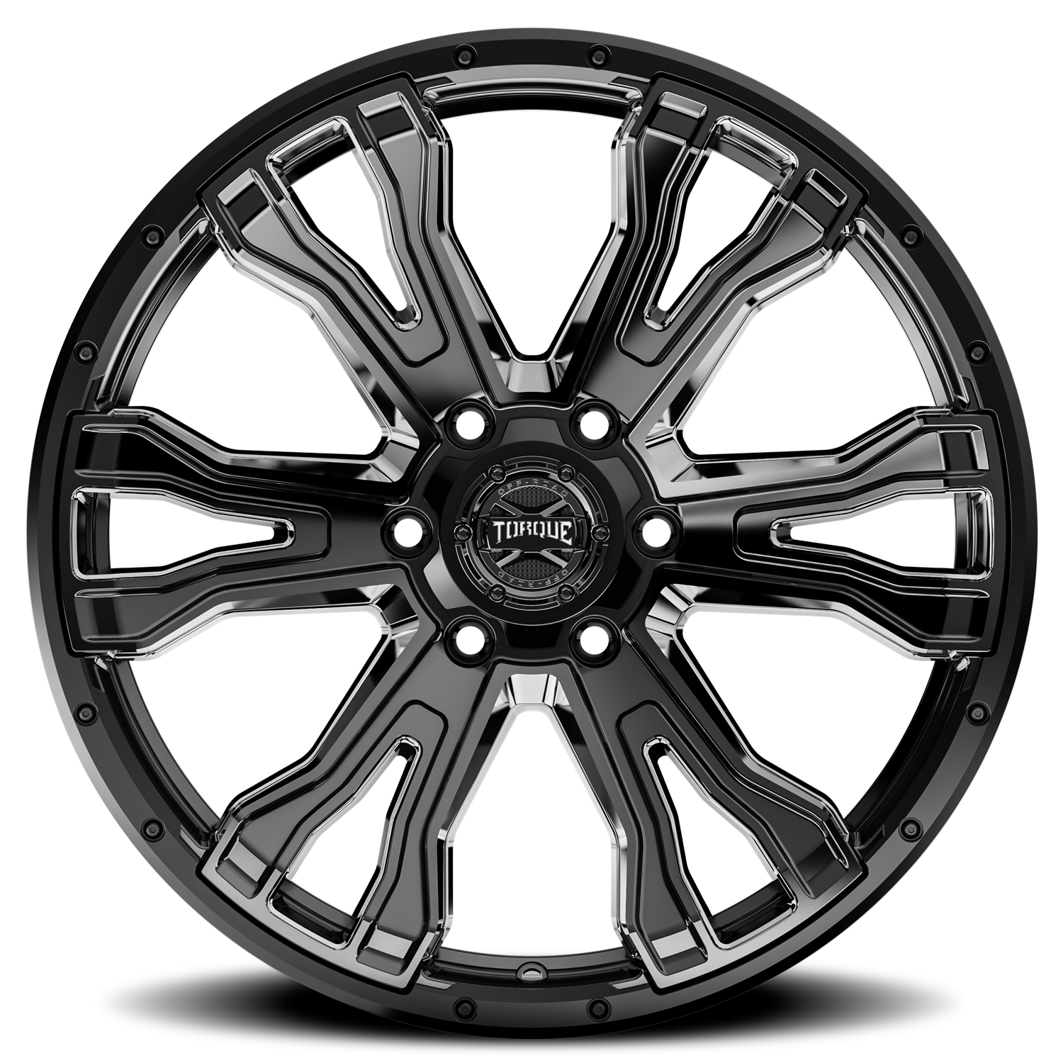 Torque Prime TW407C 20X9 6x135 -12 86.84 Gloss Black Milled Spoke - Image 3